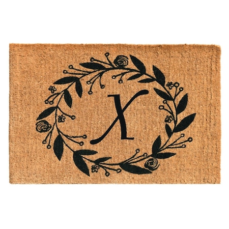 Configuracion 24 x 36 x 1.5 in. Black Rose Rectangular Doormat Natural - Letter X CO2841995